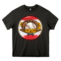 Asphalt baseball with sunflower round earrings Heavy Core Tee - BundleAndBundleShop