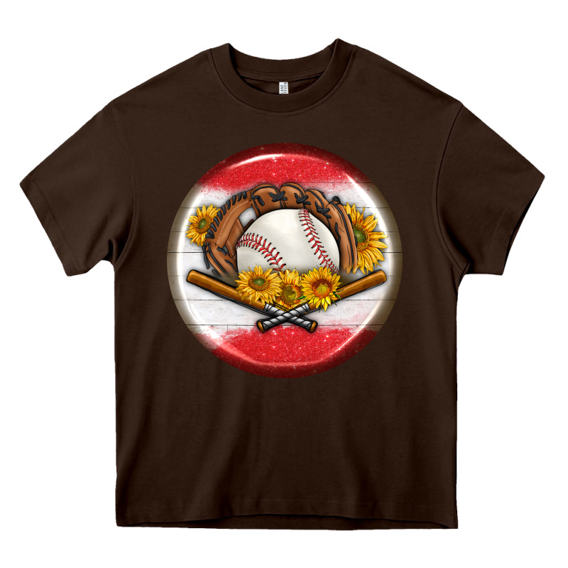 Baseball With Sunflower Round Earrings Heavy Core Tee by BundleAndBundleShop | Teevron