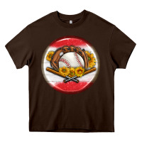 Chocolate Brown baseball with sunflower round earrings Heavy Core Tee - BundleAndBundleShop