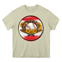 Mossy baseball with sunflower round earrings Heavy Core Tee - BundleAndBundleShop
