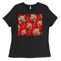 Black Yorkshire Pig And Candy Cane Ladies Tee - LillyAllenDesigns