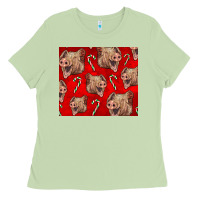 Matcha Yorkshire Pig And Candy Cane Ladies Tee - LillyAllenDesigns