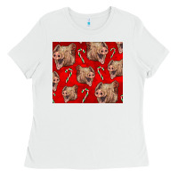 White Yorkshire Pig And Candy Cane Ladies Tee - LillyAllenDesigns