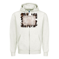 Oatmeal Heather cowhide frames backround 3 Zipper Hoodie - RanaPortraitStore