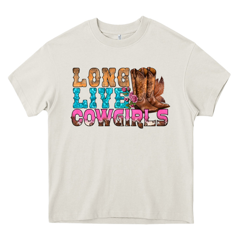 Western Long Live Cowgirls With Roses Heavy Core Tee by BundleAndBundleShop | Teevron