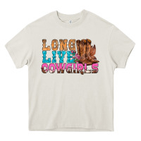 Cream Western Long Live Cowgirls With Roses Heavy Core Tee - BundleAndBundleShop