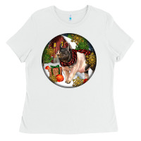 White hampshire sow pig christmas Ladies Tee - LillyAllenDesigns