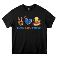 Black Peace Love Hotdog Heavy Core Tee - BundleAndBundleShop
