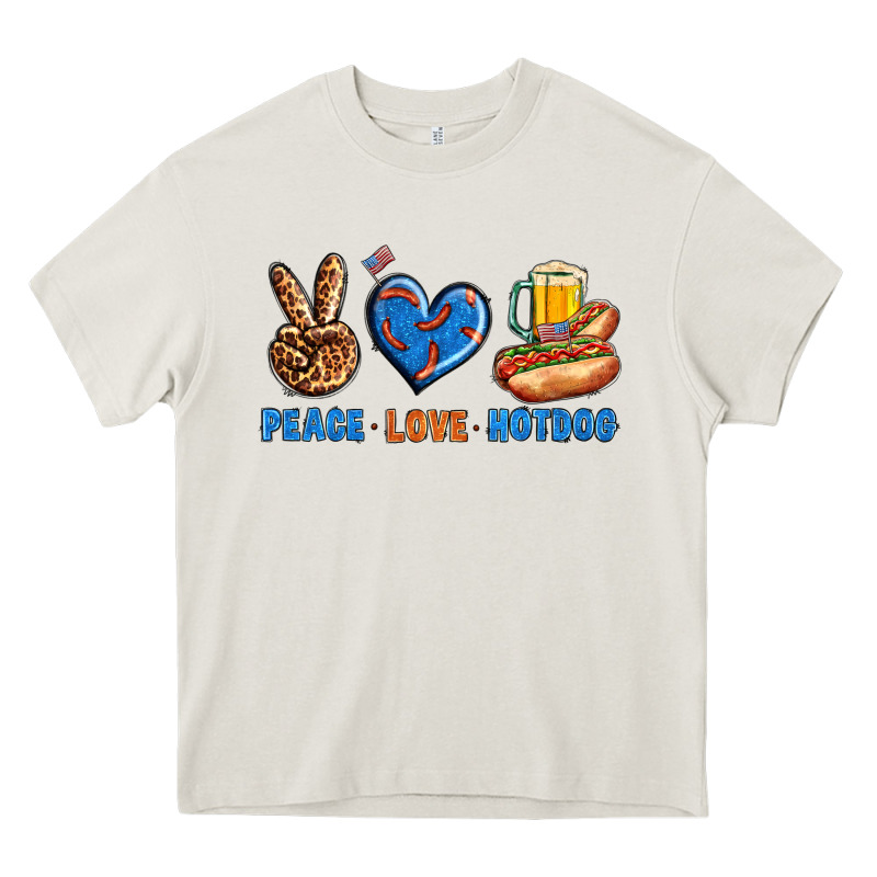Peace Love Hotdog Heavy Core Tee by BundleAndBundleShop | Teevron