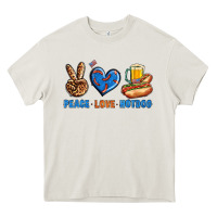Cream Peace Love Hotdog Heavy Core Tee - BundleAndBundleShop