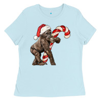 Baby Blue Christmas Candy Cane Baby Gorilla Ladies Tee - LillyAllenDesigns