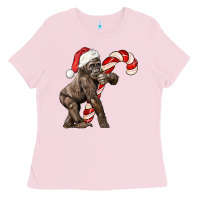 Bubblegum Pink Christmas Candy Cane Baby Gorilla Ladies Tee - LillyAllenDesigns