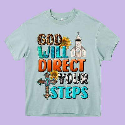 God Will Direct Your Steps Heavy Core Tee Designed By Bundleandbundleshop