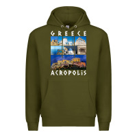 Army Green greece acropolis famous sights gallery traveler souvenir t shirt Premium Hoodie - baoMotion