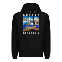 Black greece acropolis famous sights gallery traveler souvenir t shirt Premium Hoodie - baoMotion