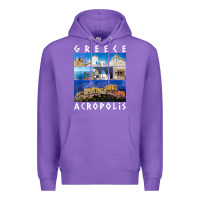 Purple greece acropolis famous sights gallery traveler souvenir t shirt Premium Hoodie - baoMotion