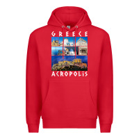 Red greece acropolis famous sights gallery traveler souvenir t shirt Premium Hoodie - baoMotion