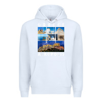 White greece acropolis famous sights gallery traveler souvenir t shirt Premium Hoodie - baoMotion