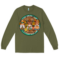 Army Green fall gnomes round earrings 4 Long Sleeve Tee - Artiststas