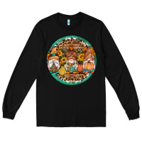 Black fall gnomes round earrings 4 Long Sleeve Tee - Artiststas