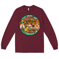 Burgundy fall gnomes round earrings 4 Long Sleeve Tee - Artiststas
