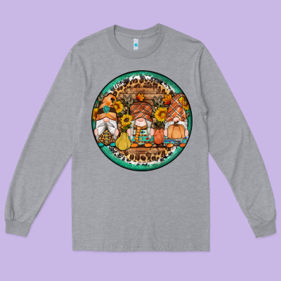 Fall Gnomes Round Earrings 4 Long Sleeve Tee Designed By Artiststas