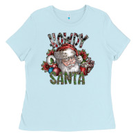 Baby Blue howdy santa Ladies Tee - SublimationCraftShop