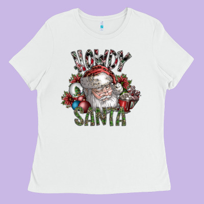 Howdy Santa Ladies Tee Designed By Sublimationcraftshop