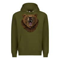 Army Green bear head Premium Hoodie - BarkalooDesign