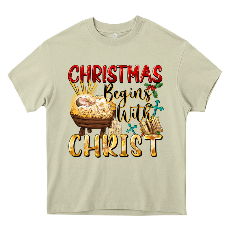 Christmas Begins With Christ Heavy Core Tee by FaDigitalArtStudio | Teevron
