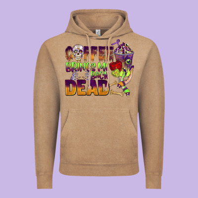 Coffee Brings Me Back Dead Vintage Hoodie Designed By Barkaloodesign
