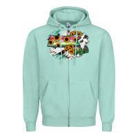 Seafoam Massachusetts State Map Zipper Hoodie - RanaPortraitStore