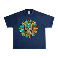 Navy sunflower with skull Urban Heavy Tee - RanaPortraitStore
