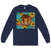 Navy western lion tumbler Long Sleeve Tee - Artiststas