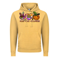 Vintage Mustard peace love halloween Vintage Hoodie - BarkalooDesign