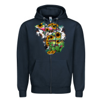 Navy Cowhide Michigan map Zipper Hoodie - RanaPortraitStore