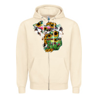 Sandshell Cowhide Michigan map Zipper Hoodie - RanaPortraitStore