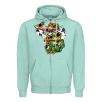 Seafoam Cowhide Michigan map Zipper Hoodie - RanaPortraitStore