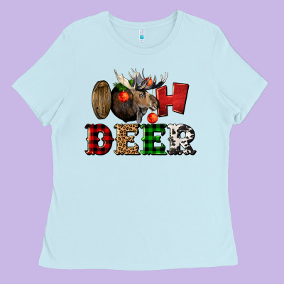 Oh Deer Christmas Ladies Tee Designed By Lillyallendesigns