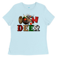 Baby Blue oh deer christmas Ladies Tee - LillyAllenDesigns