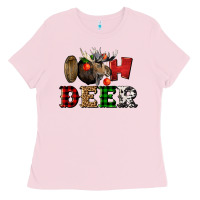 Bubblegum Pink oh deer christmas Ladies Tee - LillyAllenDesigns