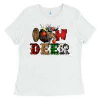 White oh deer christmas Ladies Tee - LillyAllenDesigns