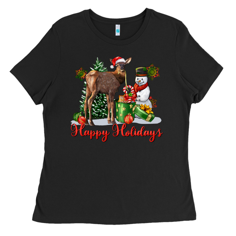 Happy Holidays Baby Deer Ladies Tee by LillyAllenDesigns | Teevron