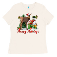 Bone happy holidays baby deer Ladies Tee - LillyAllenDesigns