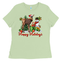 Matcha happy holidays baby deer Ladies Tee - LillyAllenDesigns