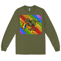 Army Green lgbtq dinosaur t rex tumbler Long Sleeve Tee - Artiststas