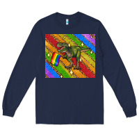 Navy lgbtq dinosaur t rex tumbler Long Sleeve Tee - Artiststas