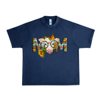 Navy Western Baby Calf Mom With Sunflower Mother's Day Urban Heavy Tee - LillyAllenDesigns