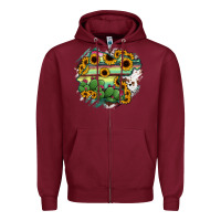 Burgundy Guanajuato sunflower serape map Zipper Hoodie - RanaPortraitStore
