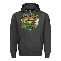 Charcoal Heather Guanajuato sunflower serape map Zipper Hoodie - RanaPortraitStore